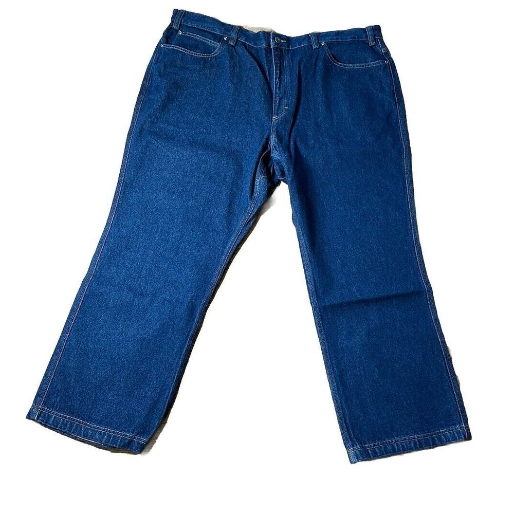 Duluth‎ Trading Jeans Mens 46x28 Dark Wash Never Worn Cotton Fire Hose Pockets - Picture 2 of 6